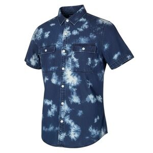 🌀 Forever 21 Men’s Tie Dye Denim‎ Shirt | Short Sleeve Button-Up | Size M